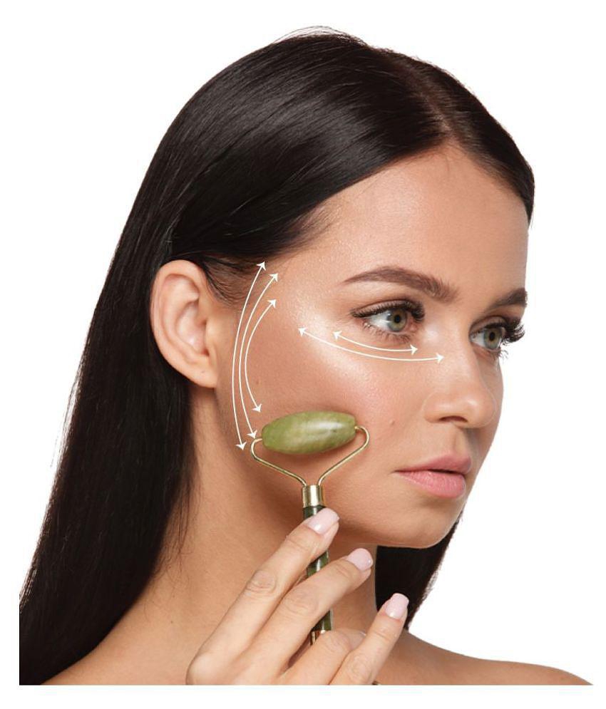 Mars by GHC jade roller with Gua Sha | face toning & serum application| For men & women Massager (Green)