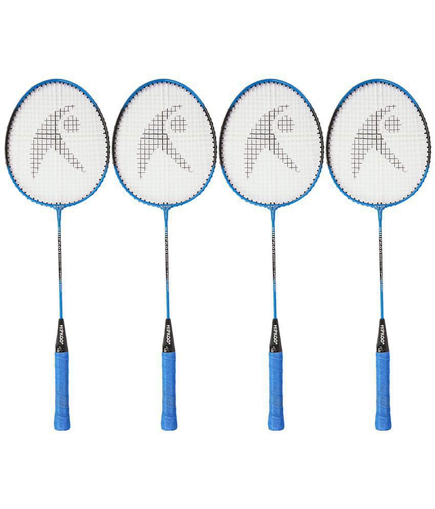 Hipkoo Sports High Quality Wide Body Aluminum Badminton Group Racket, Ideal for Beginner, Flexible, Lightweight & Sturdy (Blue, Set of 4)