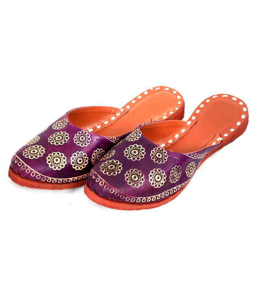 Raj Purple Ethnic Footwear - None