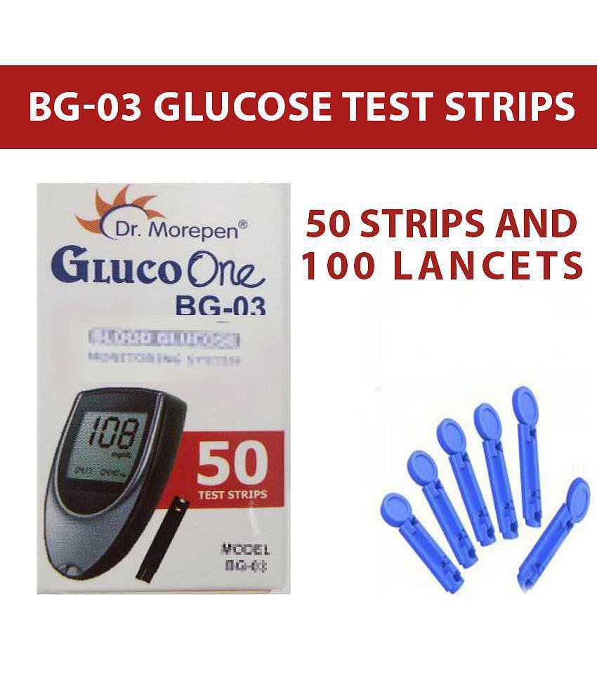 Dr. Morepen 50 SUGAR TEST STRIPS AND 100 LANCETS BG-03 Expiry March 2024