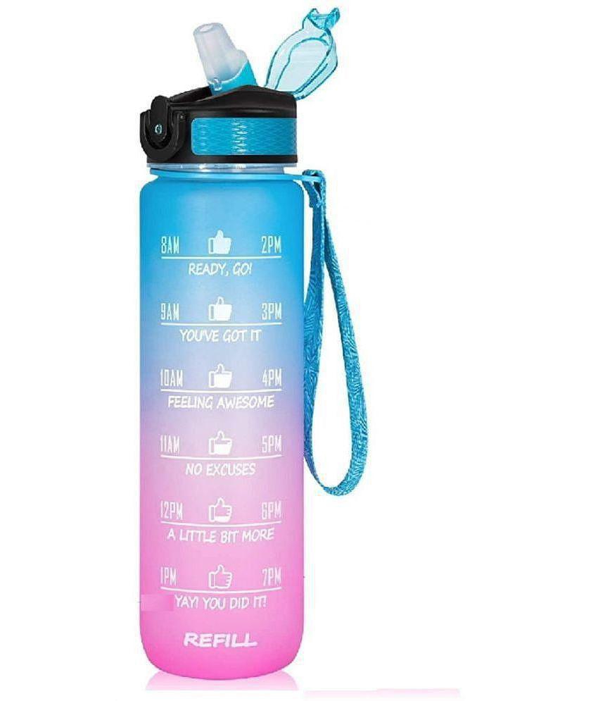 Devani trading Water Bottle with Time Marker Multicolour Water Bottle 1000 mL ( Set of 1 ) - Multicolour