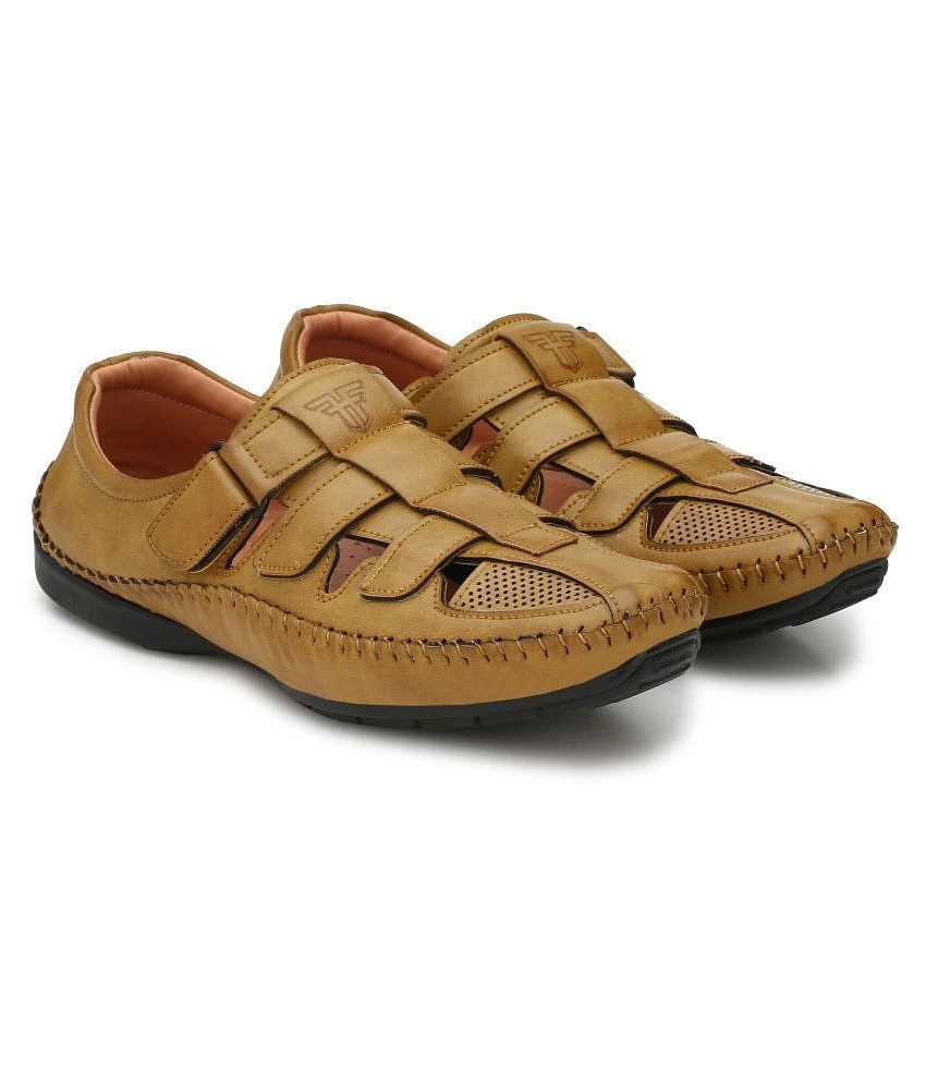 New Men Fashion Victim Beige Synthetic Leather Sandals - 7 2025 at ShopCircuit | ONDC