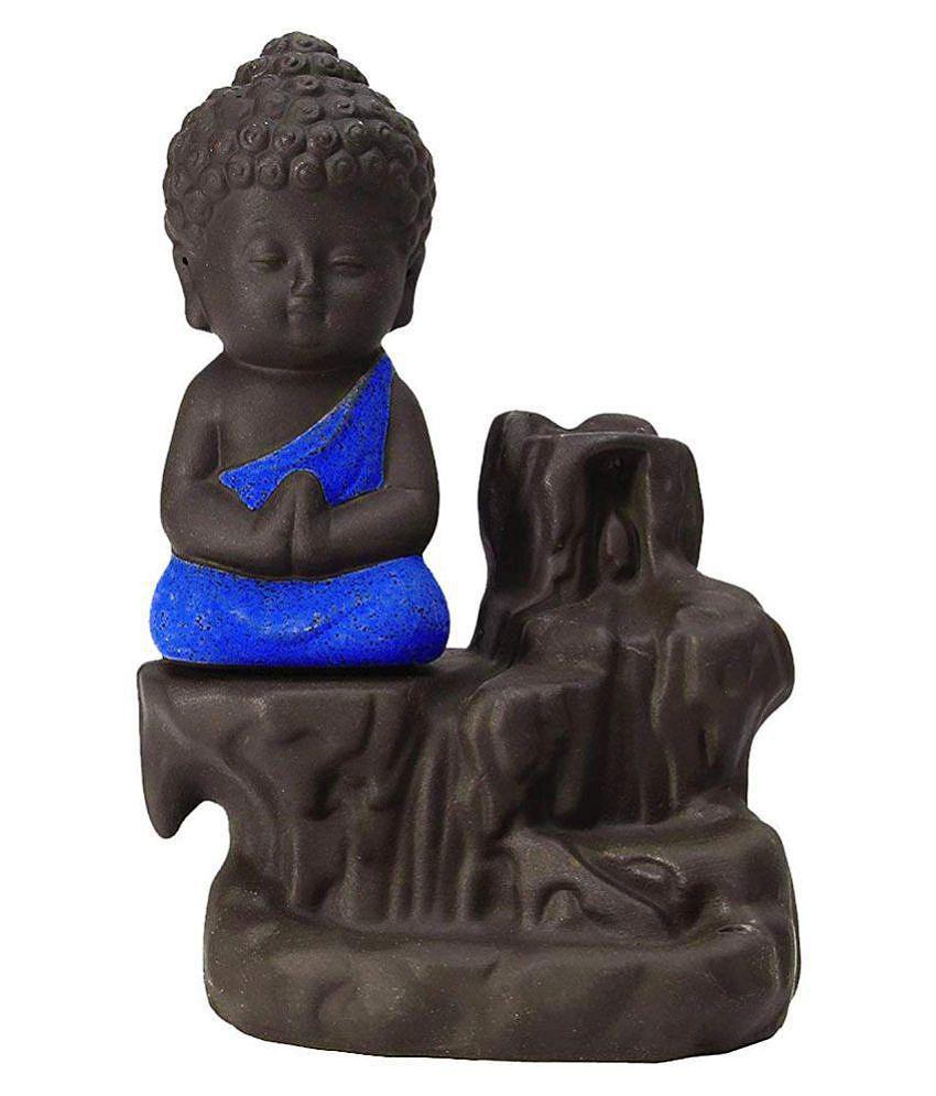 DEDHAS Smoke buddha Blue with20pcCone Resin Buddha Idol 12 x 7 cms Pack of 1