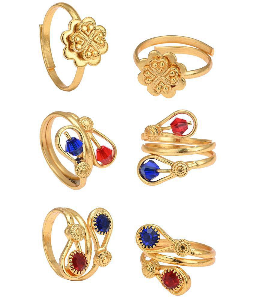 Premium Men AanyaCentric Gold Plated 3 Pair Toe Rings - Golden 2025 at ShopCircuit | ONDC