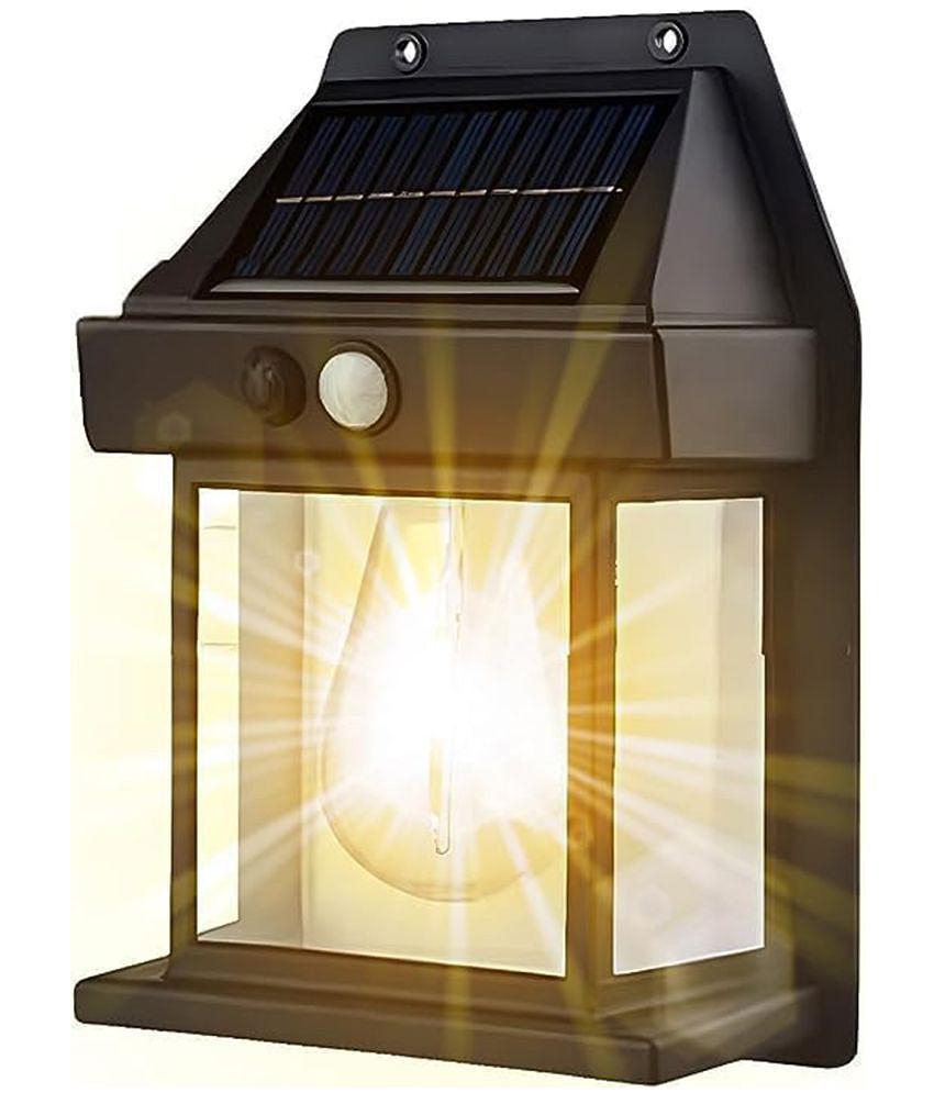 Solar Wall Lights outdoor, Wireless Solar Wall Lantern with 3 Modes & Motion Sensor, Waterproof Exterior Lighting.( Black ). - Black