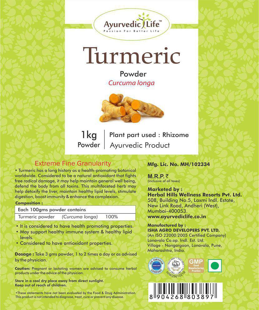 Ayurvedic Life Turmeric Powder 1 kg Pack of 2