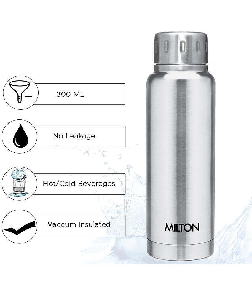 Milton Elfin 300 Thermosteel 24 Hours Hot and Cold Water Bottle, 300 ml, Silver - Silver