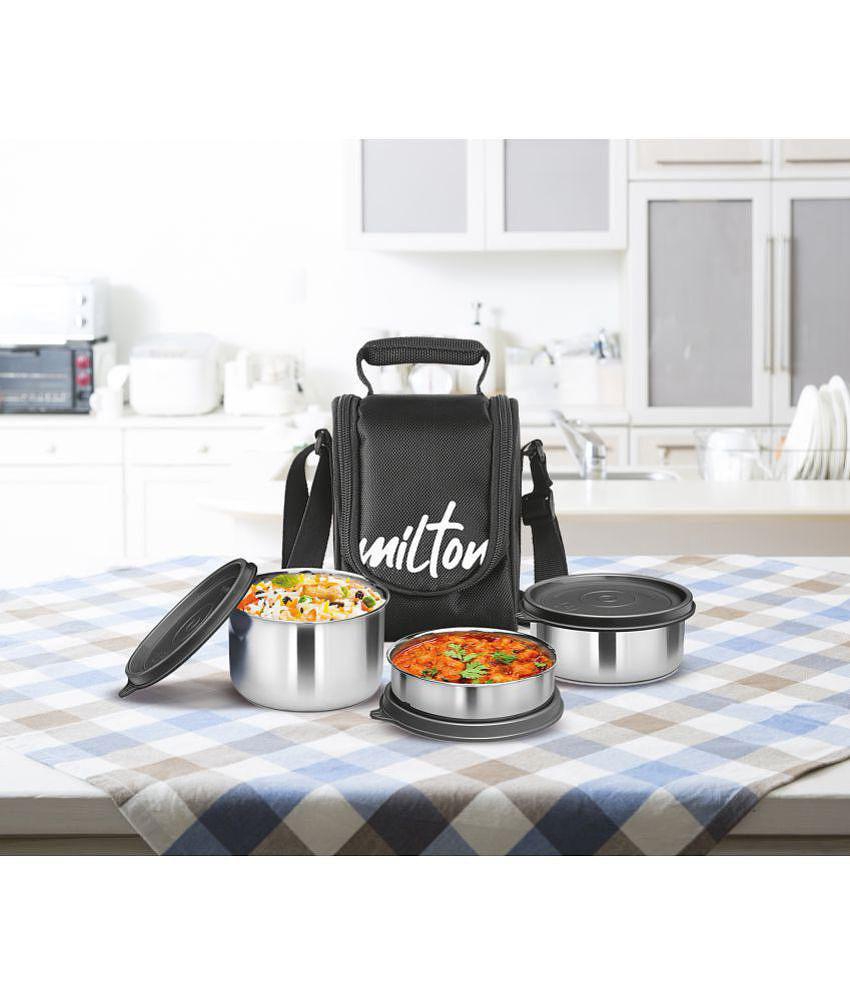 Milton Tasty 3 Stainless Steel Lunch Box, Black