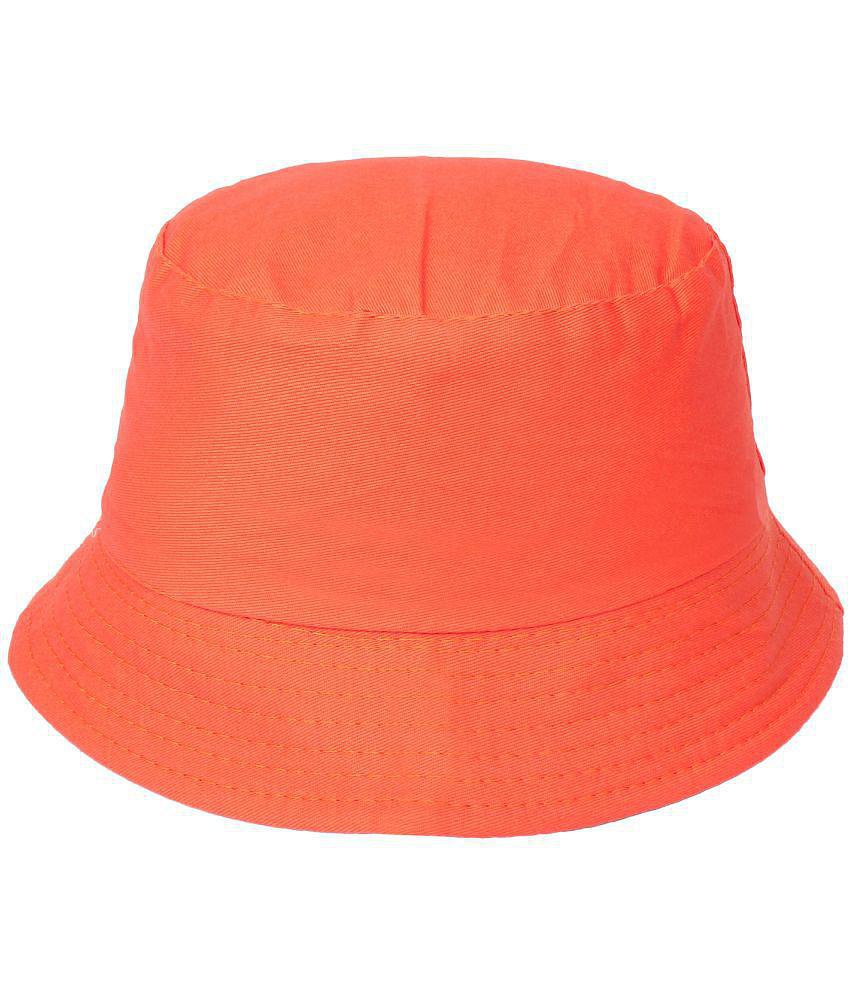 Exclusive Men Zacharias Girl's Cotton Solid Fishermen Bucket Hat Orange (Pack of 1) (8-14 Years)