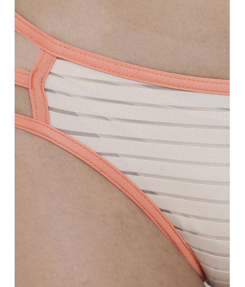 Luxurious Men BASIICS By La Intimo - Beige BCPBK04 Polyester Striped Women''s Bikini ( Pack of 1