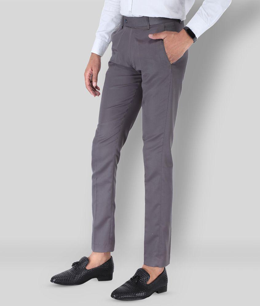 SREY - Grey Polycotton Slim - Fit Men's Chinos ( Pack of 2 ) - None