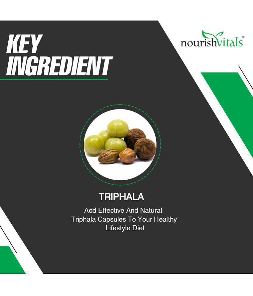 NourishVitals Triphala Pure Herbs, 500 mg Triphala Extract, Bowel Wellness, 60 Veg Capsules