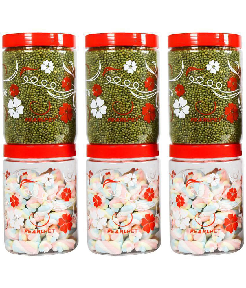 PearlPet - Red Plastic Dal Container ( Set of 6 ) - 1500 ml - Red