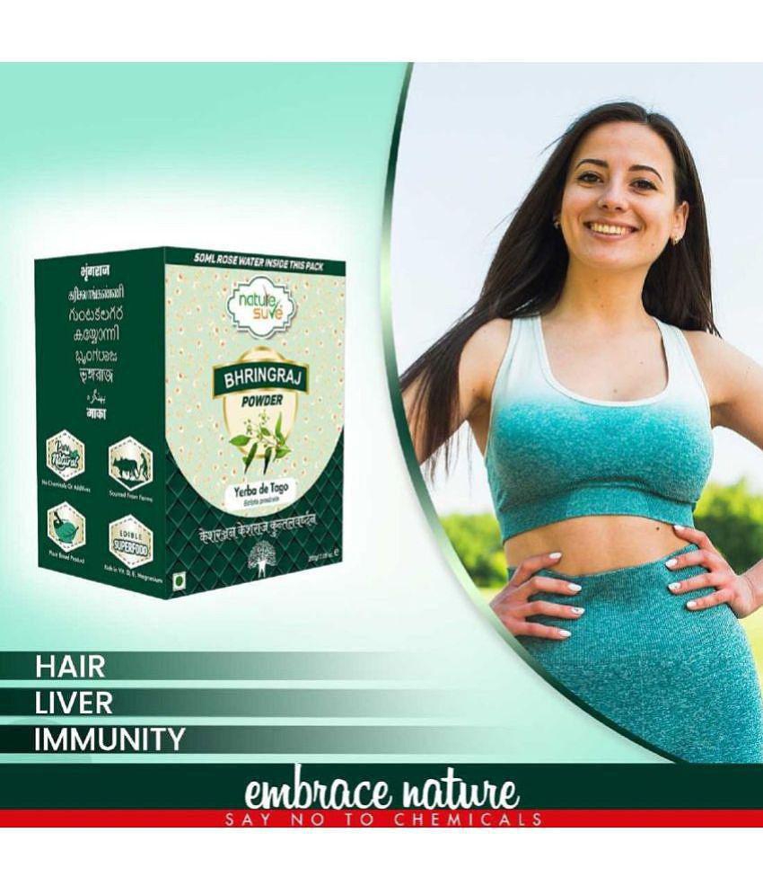 Nature Sure Bhringraj Powder 200g with Free Rose Water 50ml