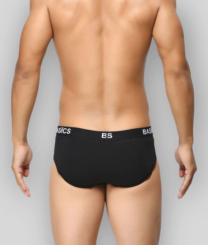 Stylish Men BASIICS By La Intimo - Black Cotton Blend Mens Briefs ( Pack of 1 ) - XL 2025 at Sho