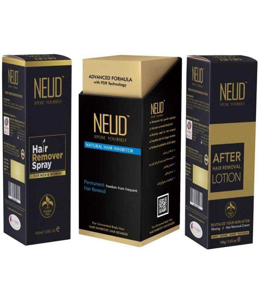 NEUD Ultimate Combo of Hair Inhibitor 80 g Hair Removal Spray 100 ml and After Hair Removal Lotion 100 g