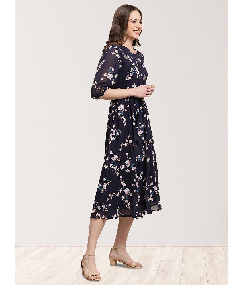 Latest Women Fabflee Navy Chiffon Gown - - None 2025 at ShopCircuit | ONDC