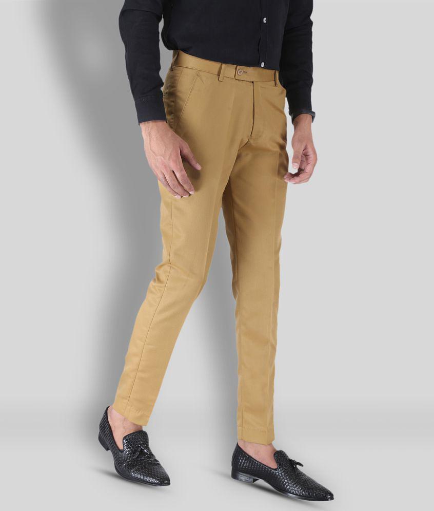 SREY - Khaki Polycotton Slim - Fit Men's Chinos ( Pack of 2 ) - None