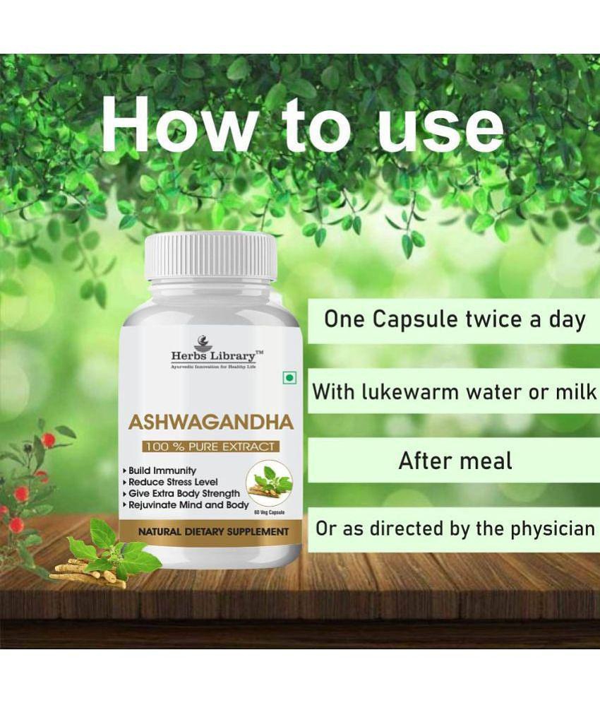 Herbs Library Ashwagandha Extract , Improve Muscles Strength, Energy and Immunity, 60 Capsules