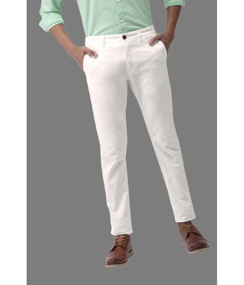 HALOGEN - White Cotton Lycra Skinny - Fit Men''s Chinos ( Pack of 1 ) - None