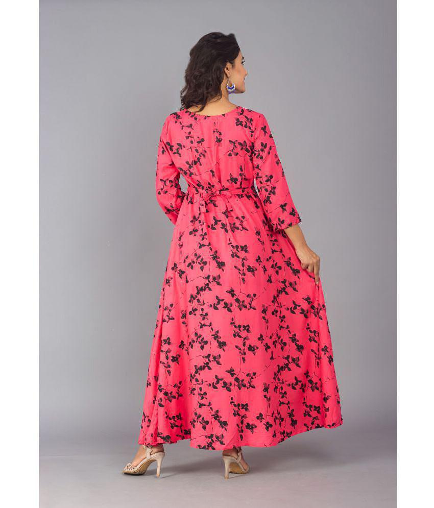 Luxurious Men Frionkandy - Pink Rayon Women's A-line Dress ( Pack of 1 ) - None 2025 at ShopCirc