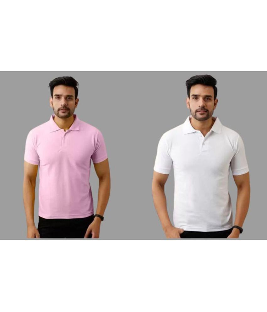 SKYRISE - Multicolor Cotton Blend Slim Fit Men's Polo T Shirt ( Pack of 2 ) - None