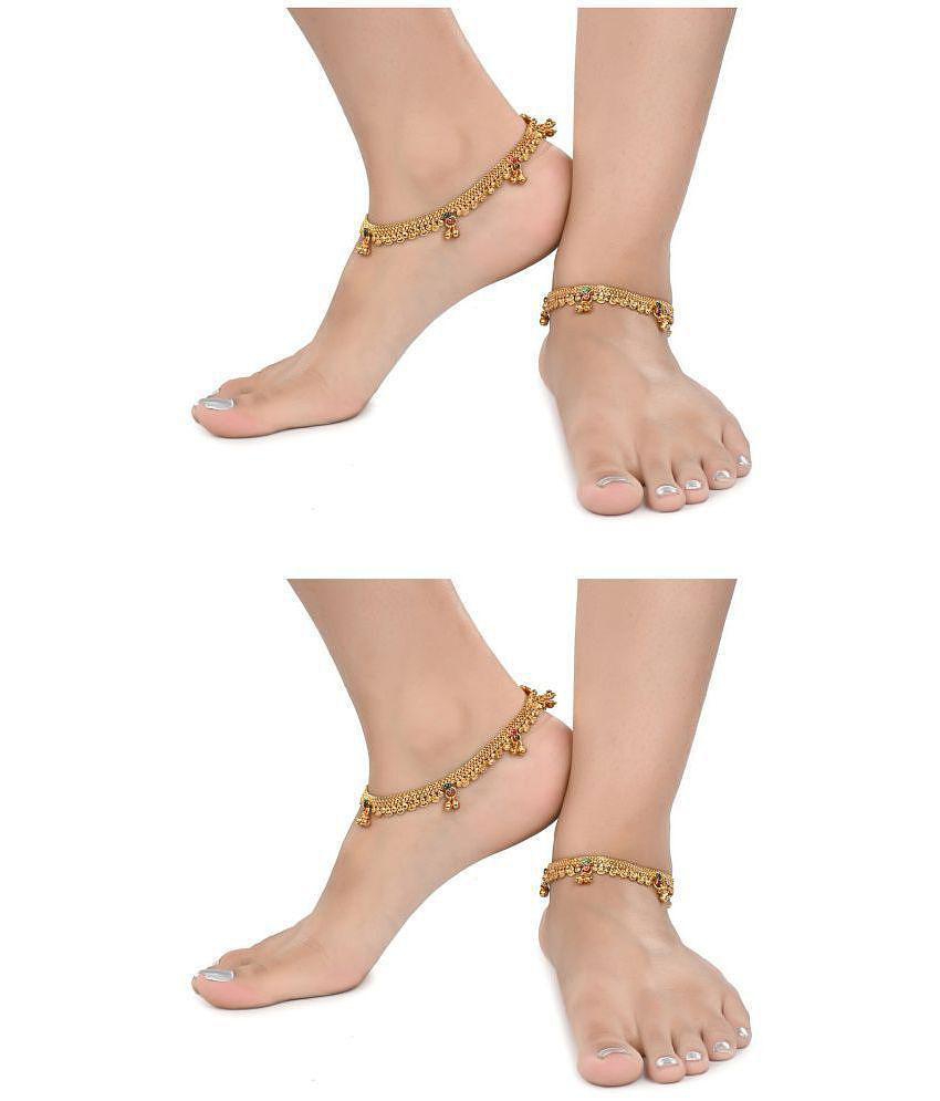 Affordable Men AanyaCentric - Yellow Anklets ( Pack of 2 ) - Yellow 2025 at ShopCircuit | ONDC