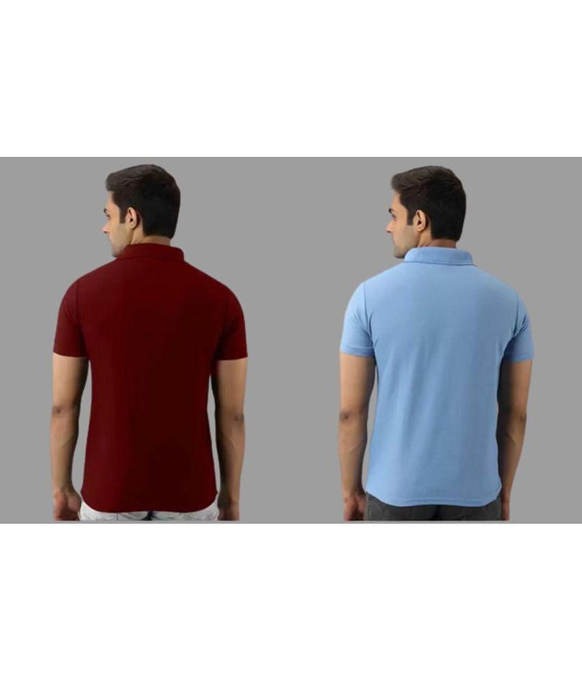 SKYRISE - Multicolor Cotton Blend Slim Fit Men's Polo T Shirt ( Pack of 2 ) - None