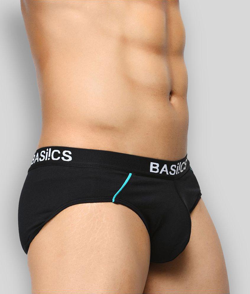 Stylish Men BASIICS By La Intimo - Black Cotton Blend Mens Briefs ( Pack of 1 ) - XL 2025 at Sho