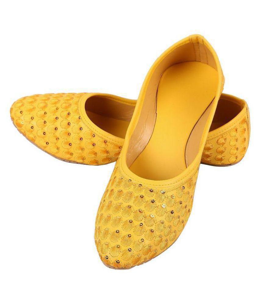 Raj Yellow Ethnic Footwear - None