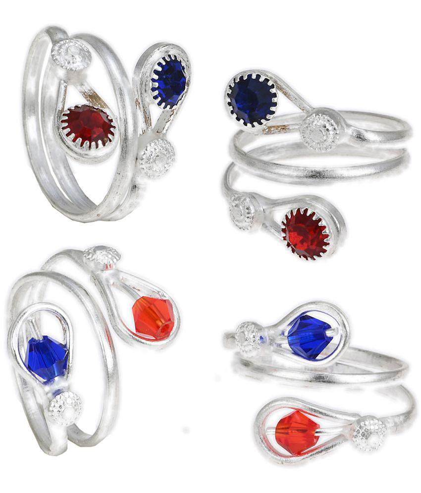 Best Men AanyaCentric Silver Plated 2 Pair Toe Rings - Silver 2025 at ShopCircuit | ONDC