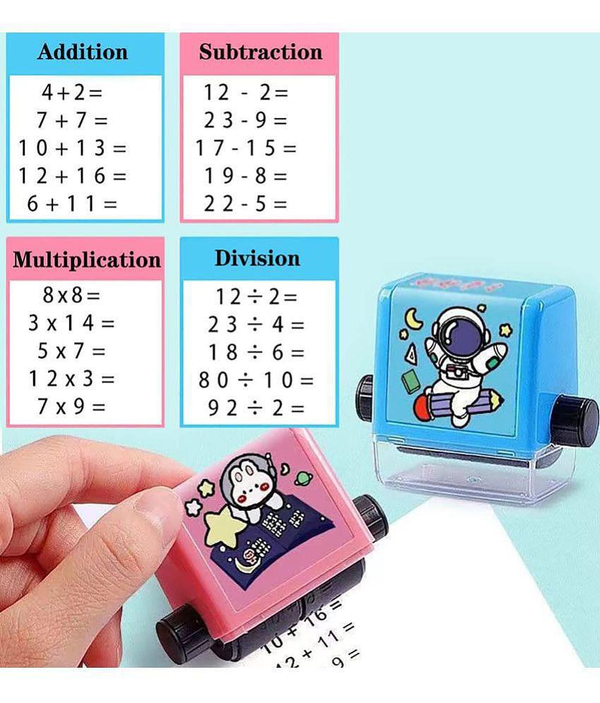 Roller Digital Teaching Stamp For Addition and Subtraction, Mathematic Roller Stamp Within 100 Teaching Math Practice Questions Pre-School Kindengarten Home School Supplies - Multi Colour