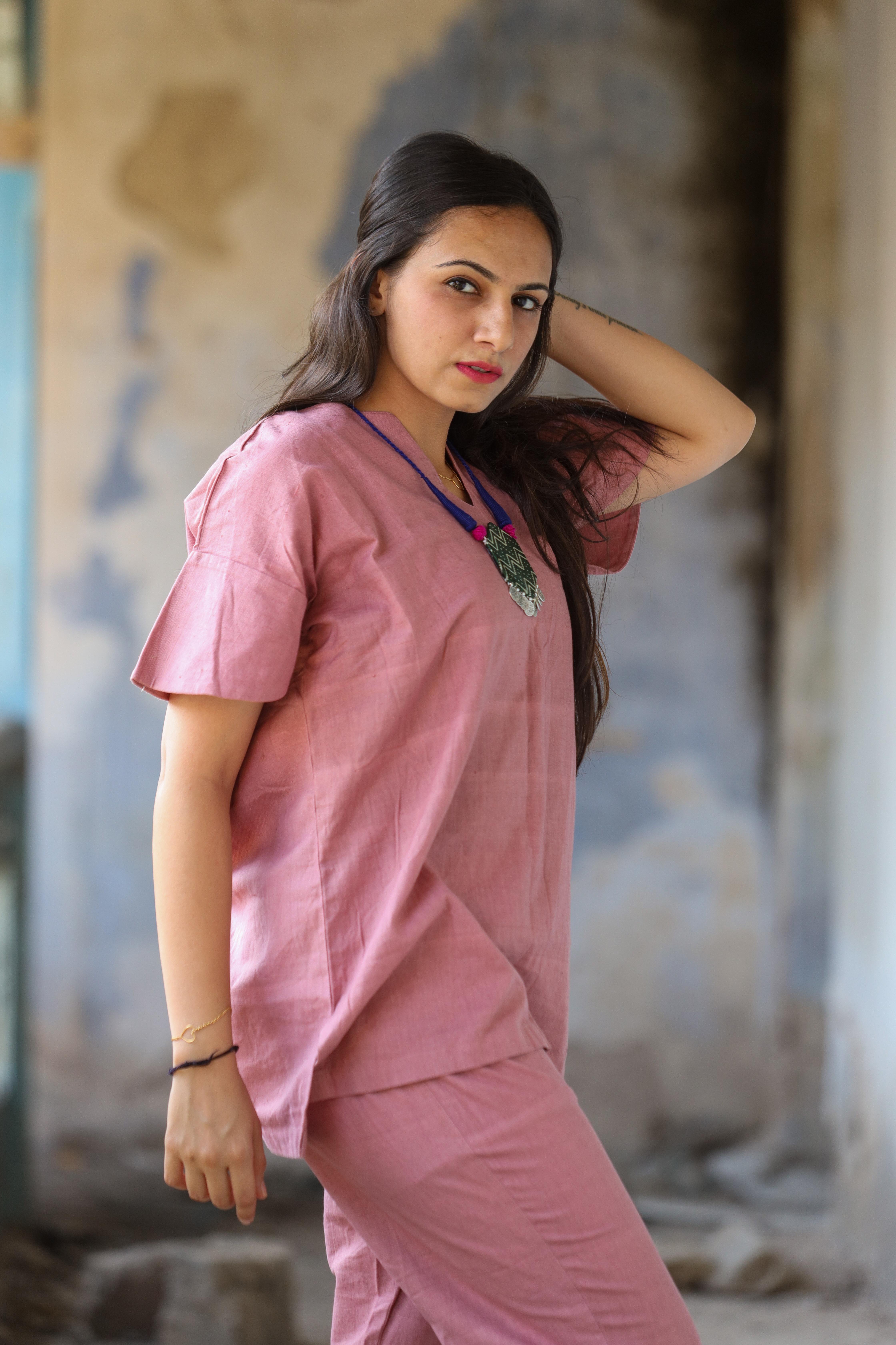 Ambala Khadi Plain Top with Pant - None