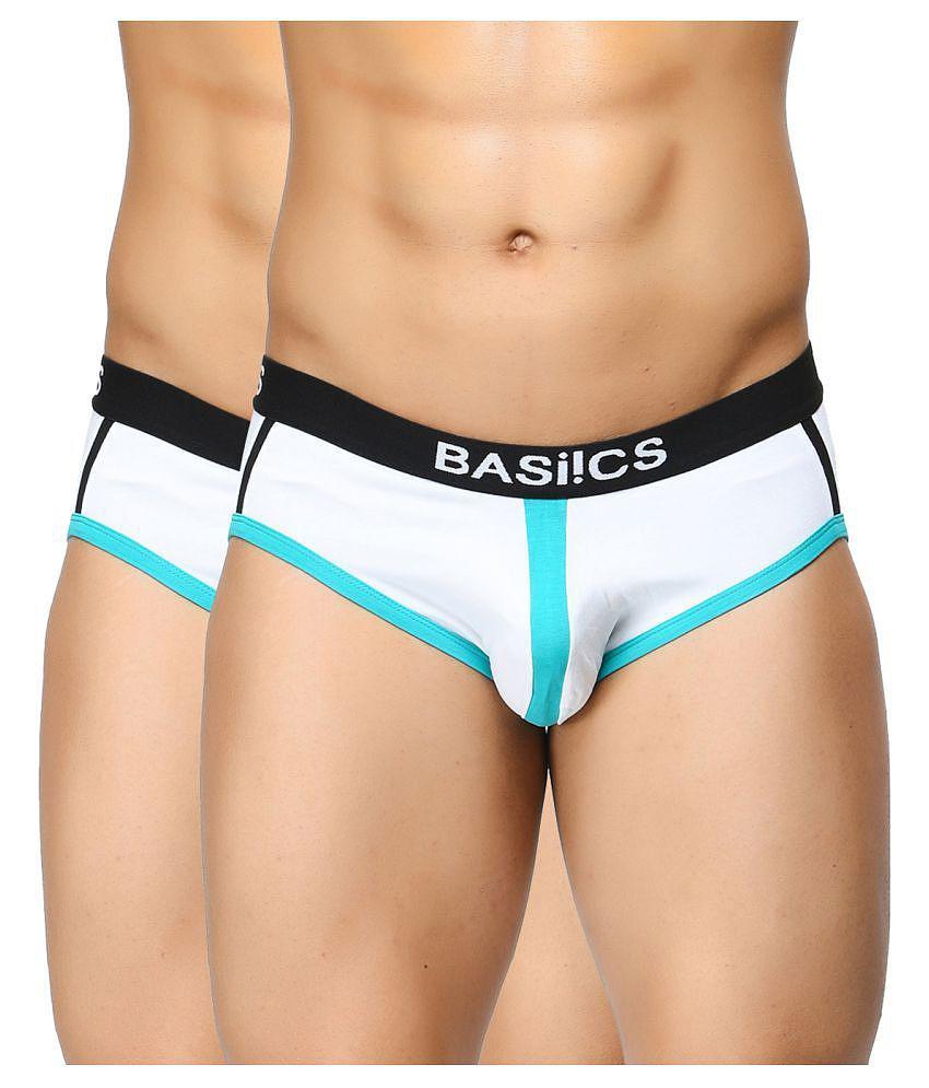 Elegant Men BASIICS By La Intimo - White Cotton Blend Mens Briefs ( Pack of 2 ) - M 2025 at Shop