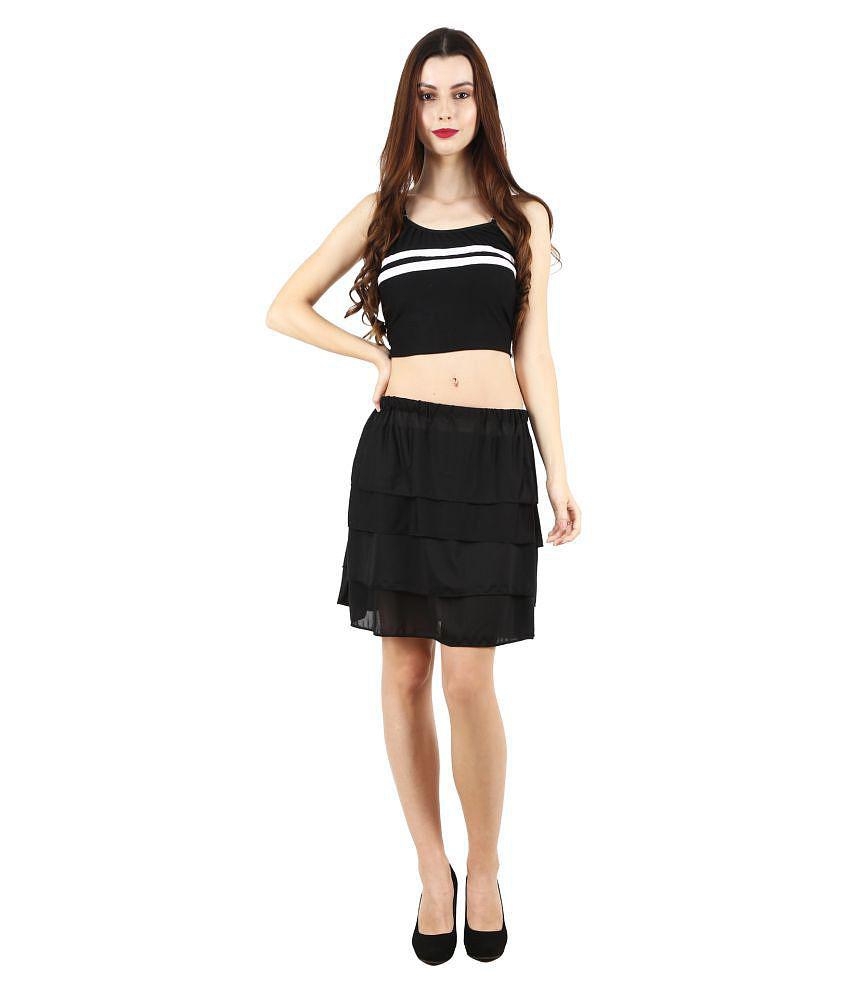 D Naked Polyester A-Line Skirt - Black - 24-28