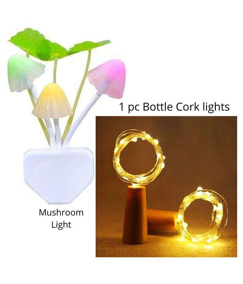 thriftkart Mushroom LIGHT AND 2Mtr Bottle Cork String Lights - Multicolour