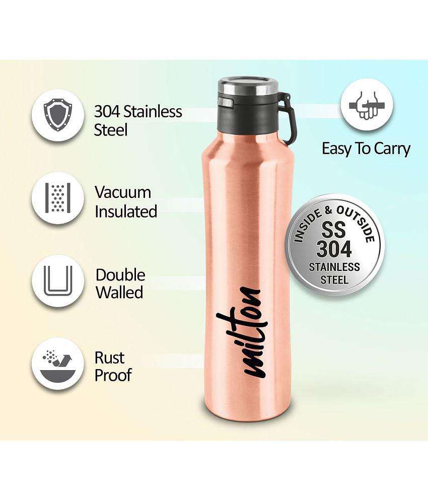 Milton Gulp 1100 Thermosteel 24 Hours Hot or Cold Water Bottle, 940 ml, 1 Piece, Pink - Rose Gold