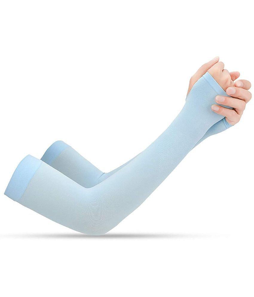 FITMonkey - Blue Self Design Riding Sleeves ( Single Set ) - Freesize