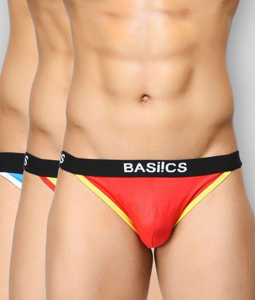 Stylish Men BASIICS By La Intimo - Multicolor Cotton Blend Men's Thongs ( Pack of 3 ) - S 2025 a