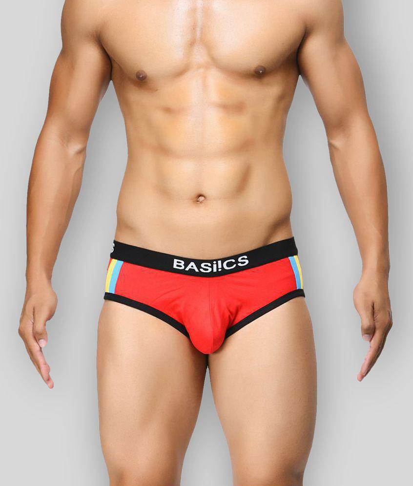 Sophisticated Men BASIICS By La Intimo - Red Cotton Blend Men's Briefs ( Pack of 1 ) - L 2025 at