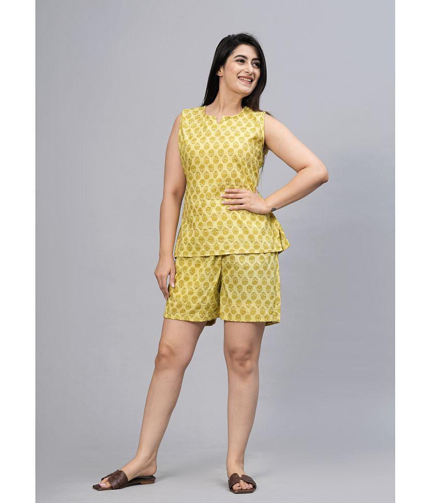 Premium Men Frionkandy Yellow Cotton Womens Nightwear Nightsuit Sets ( Pack of 1 ) - None 2025 a
