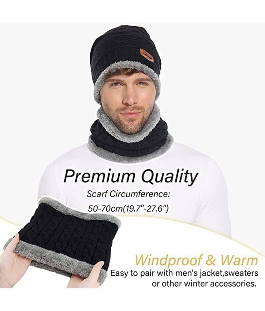 HORSE FIT Wool Beanie Cap & Muffler for Mens & Women | Winter Cap for Men |Soft Woolen Muffler & Cap for Men & Women Multi color. - One Size