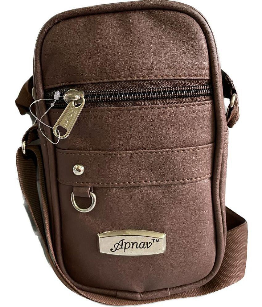 Chic Men Apnav MINI SLING Leather Brown Passport Holder - Brown 2025 at ShopCircuit | ONDC