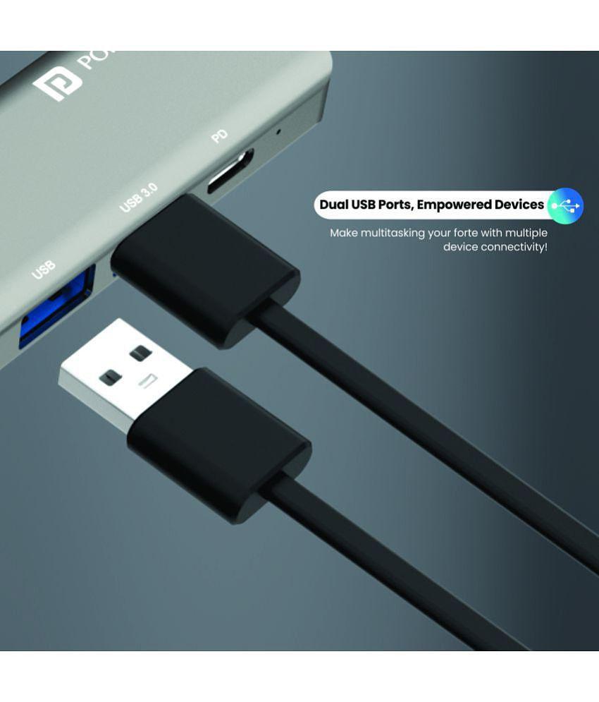 Portronics 2 port USB Hub 2 C type Port,2 SD Micro card port, & 1 RJ45 port