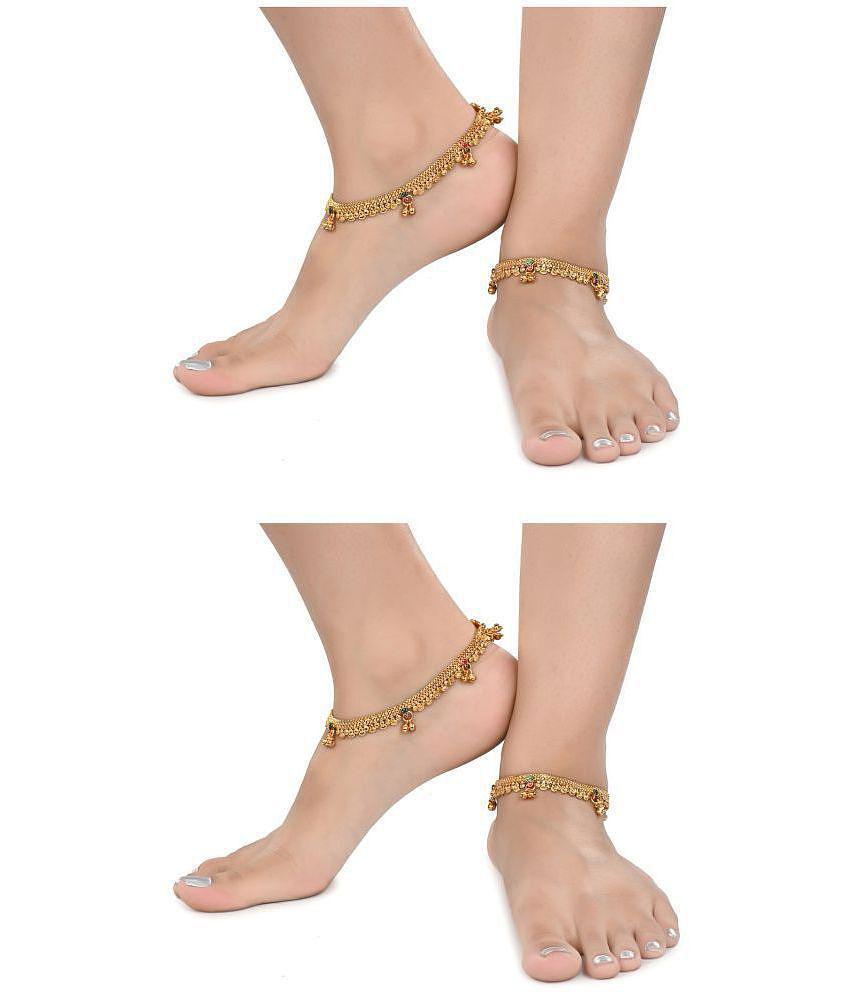 AanyaCentric - Yellow Anklets ( Pack of 2 ) - Yellow