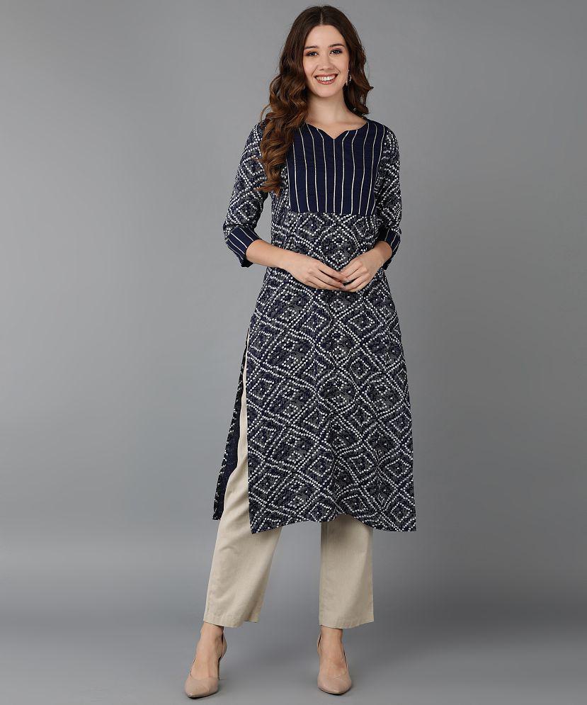 Glorious - Blue Rayon Women's Straight Kurti ( Pack of 1 ) - None