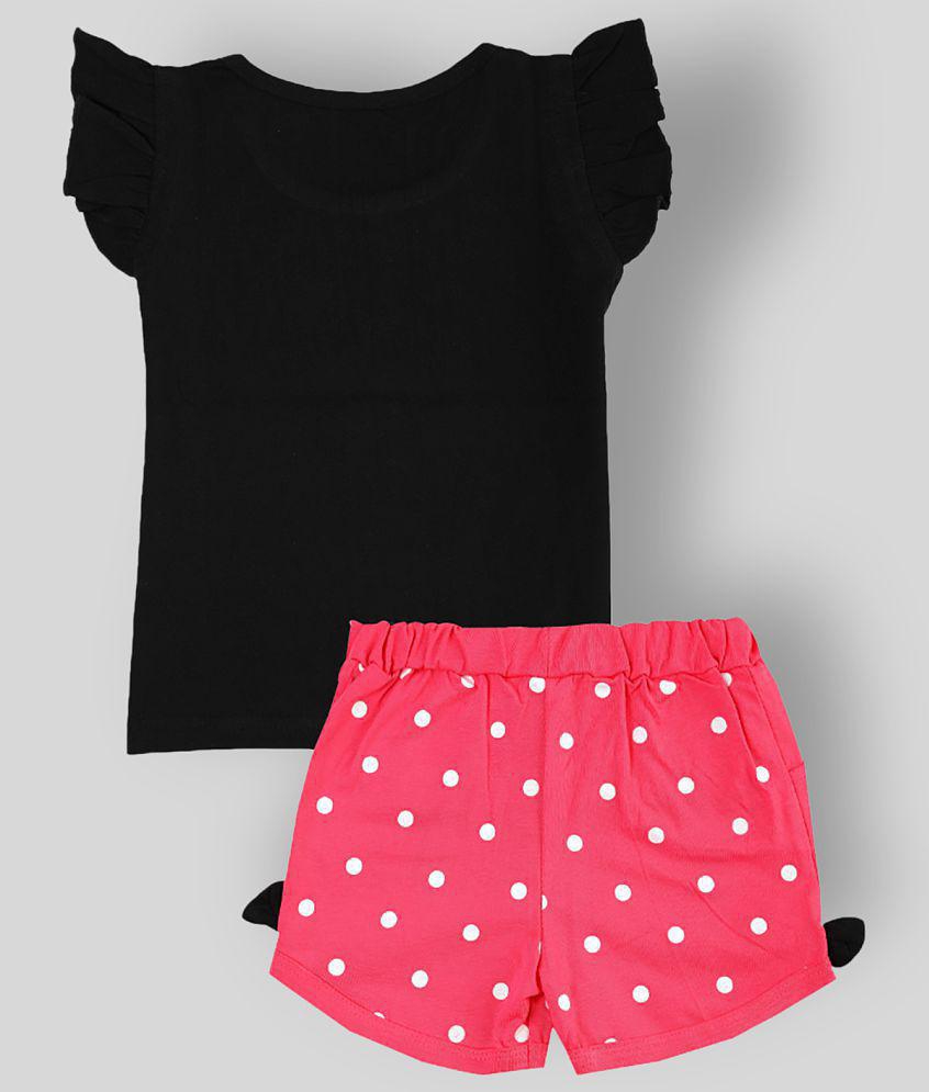 Elegant Men CATCUB - Black Cotton Blend Top & Shorts For Baby Girl ( Pack of 1 ) - None 2025 at 