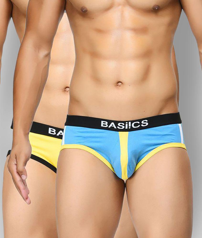 Elegant Men BASIICS By La Intimo - Multicolor Cotton Blend Mens Briefs ( Pack of 2 ) - M 2025 at
