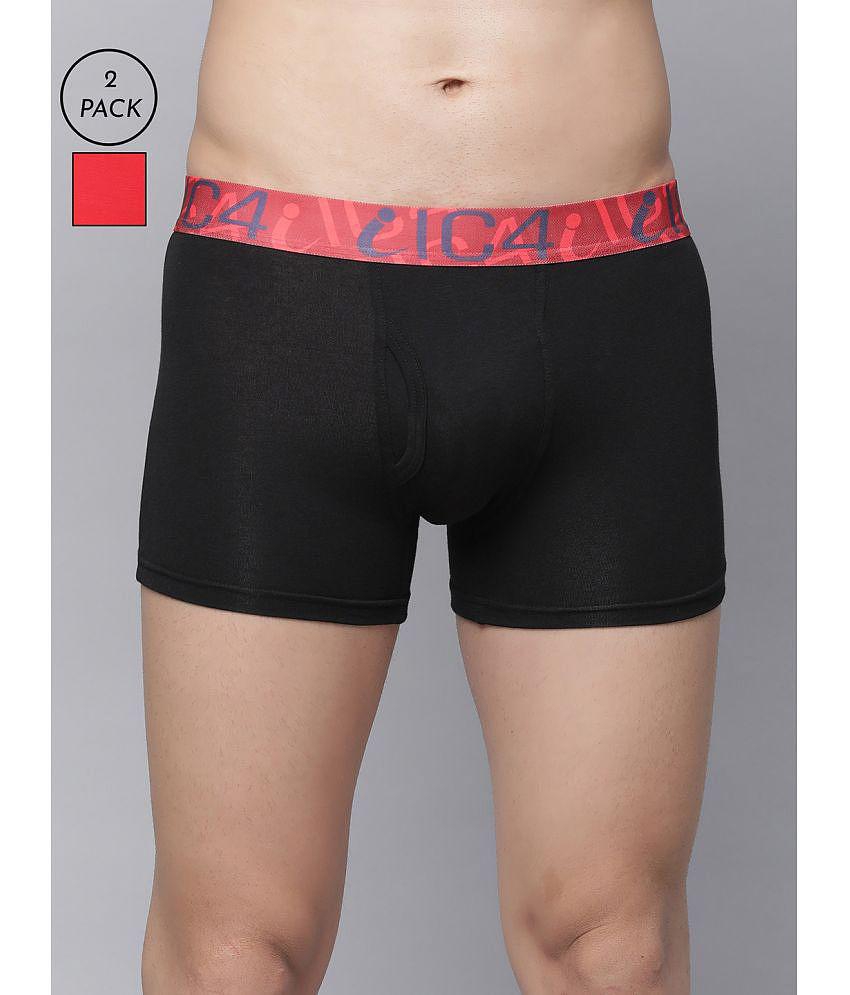 IC4 -  Black Cotton Blend Men's Trunks ( Pack of 2 ) - XL