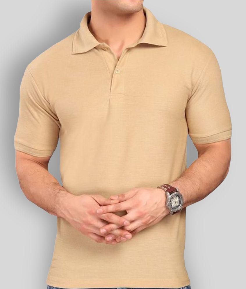 FASHION365 - Beige Cotton Blend Slim Fit Men's Polo T Shirt ( Pack of 1 ) - None